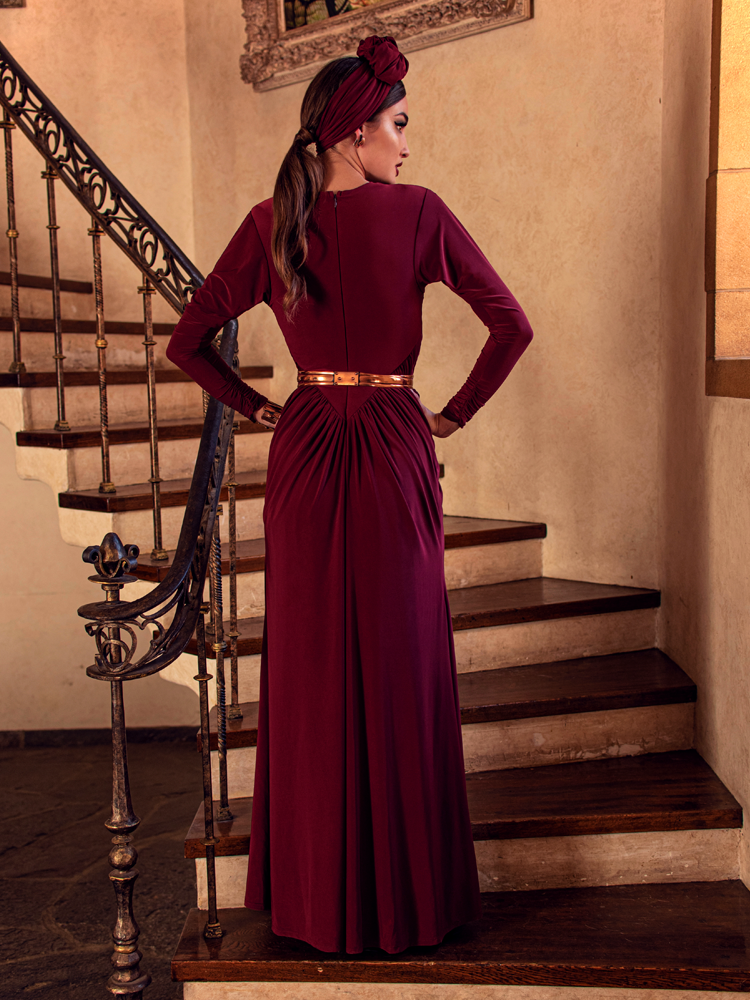 Crimson evening clearance gown