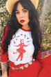 Dagger Devil Raglan T-Shirt in White/Red Unisex Body (M, XL and 2XL)